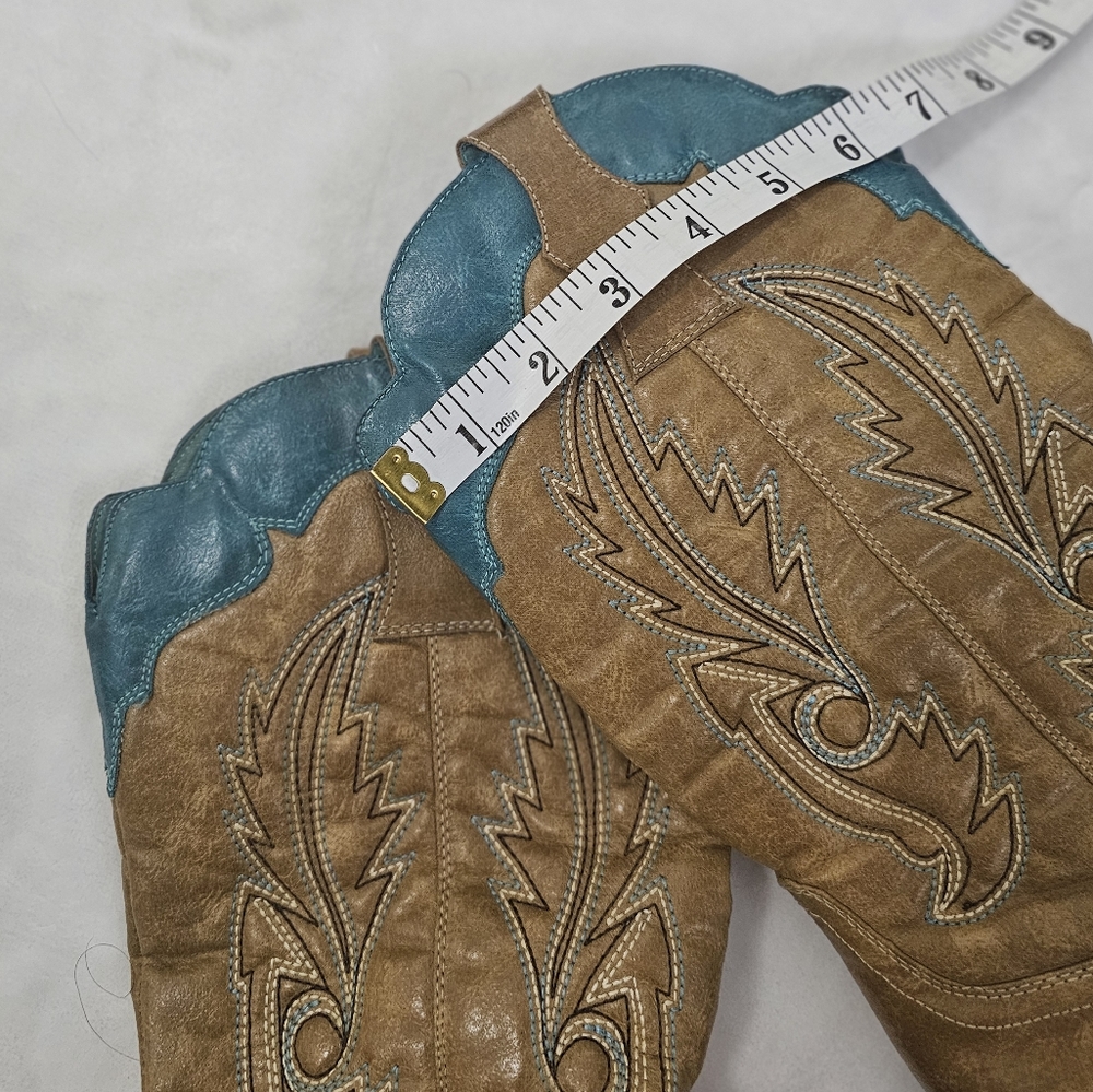 Coconuts by Matisse Cimmaron Teal Tan Color Boho Western Cowgirl Boots - Picture 7 of 16